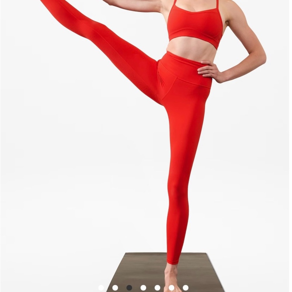 Athleta Red Athletic Set with Strappy Design